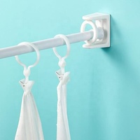 Crochets adhésifs rotatifs sans clou en plastique, anneaux pivotants écologiques, supports sans perçage pour tringles à rideaux télescopiques