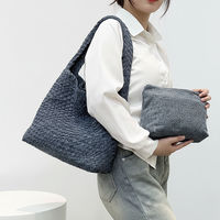Sac à main tressé en néoprène bleu denim tendance 2026, sac bandoulière imperméable de haute qualité, sacs tressés