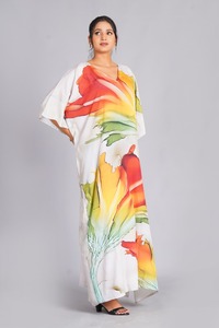 Meilleure vente en gros : Magnifique robe kaftan en coton à motifs floraux, imprimée à la main, taille unique, cache-maillot, vêtement de nuit, kaftan indien, robe longue - Product Image 4