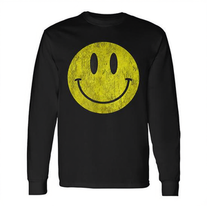 T-shirt a maniche lunghe vintage con stampa Smile effetto invecchiato, stile retrò Acidhouse anni '80 e '90 - Product Image 2