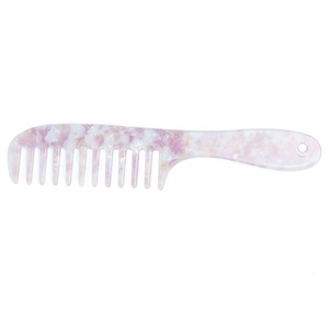 Pettine semplice in acetato di cellulosa pettine <span class=keywords><strong>a</strong></span> <span class=keywords><strong>denti</strong></span> <span class=keywords><strong>larghi</strong></span> 20cm pettine da donna con manico lungo per la casa - Product Image 5