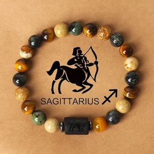 Brazalete de Cristal y Diamantes de Imitación con Diseño de Ojo de Tigre y los Doce Signos del Zodiaco, Estilo Bohemio Ortodoxo, Superventas - Product Image 5
