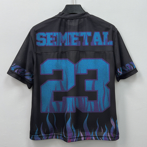 Camiseta deportiva de cuello redondo al por mayor, camiseta de fútbol de malla holgada y extragrande, camiseta de fútbol personalizada, camiseta de streetwear para hombre - Product Image 6