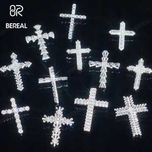 จี้ไขว้ VVS Moissanite ตามสั่งเสน่ห์สไตล์ฮิปฮอปประดับเพชร925ตัดเหลี่ยมเพชรพลอยสีเงินจี้ไขว้ - Product Image 1