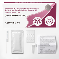 Combo Canin 4-en-1 (Test de Dépistage de la Lymphatite, de l'Anaplasma, de l'Ehrlichia et de la Cardioparasite), Sérums, Test Annuel de Bien-être, Résultats en 10 Minutes, Kit Clinique à Margins Élevés