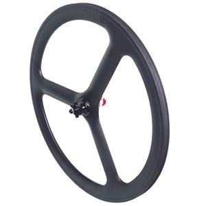 Roues en carbone à trois rayons 700C Frein à disque pour vélo de route Paire de roues en carbone 6 boulons Centerlock Clincher Tubulaire à travers l'essieu - Product Image 1