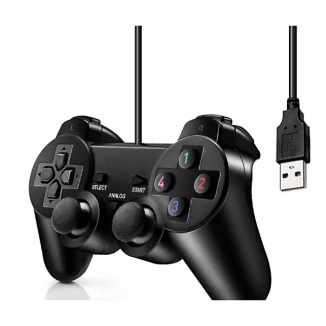 Wired Plug Black Handle Gamepad for PS2 Console Double Vibration Dual Joypad for PC Twin Controllers for PS2 Gamepad