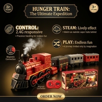 Ferngesteuerter Dampfzug für Kinder 2,4G RC Lokomotive Spielzeug mit Dampfsprühgeräusch und Magnetwagen für Jungen Mädchen Geburtstagsgeschenk