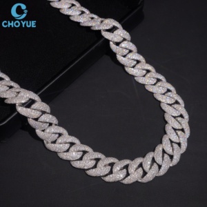 สร้อยคิวบาลิงค์ GRA Certified Moissanite ขนาด 20 มม. ประดับเพชรแบบ Iced Out สไตล์ไมอามี สำหรับผู้ชายและผู้หญิง เครื่องประดับเพชร Iced Out - Product Image 4