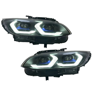 Faros Delanteros LED de Dos Tonos Estilo Competición para <span class=keywords><strong>BMW</strong></span> E92 E93 M3 <span class=keywords><strong>2007</strong></span>-2010, Carcasa Negra, Franja Láser Azul, Ojos de Ángel DRL - Product Image 1