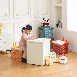 Pouf de rangement pour enfants 30*30*30cm Oxford Coffre à jouets pliable avec couvercle - Product Image 4