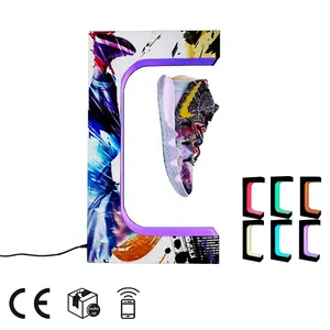 Drop shipping Ali Retail Levitating acrilico 3D Led Light Magnetic Floating Sneaker levitazione scarpe espositore Stand Rack