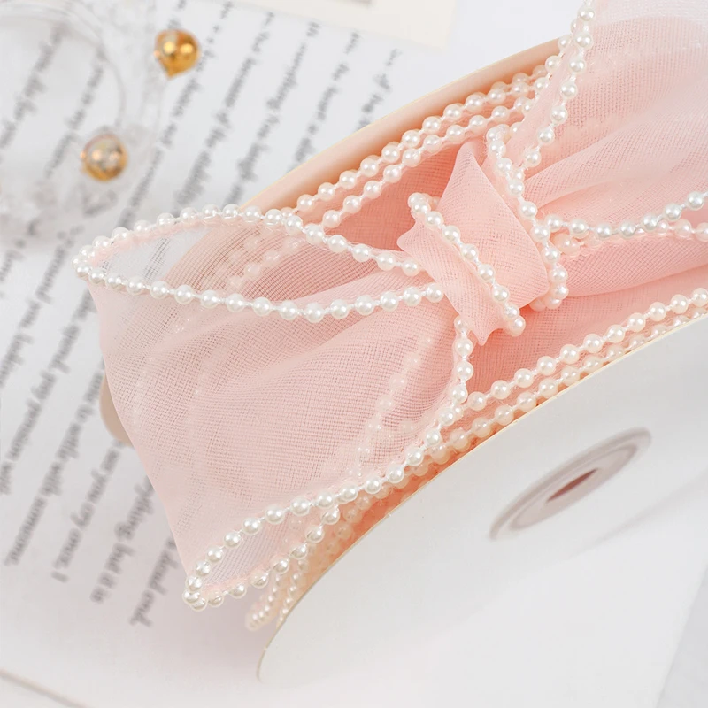 Pearl Fish Tail Yarn Ribbon Bow Fresh Flower Bouquet Gift Packaging Diy Handmade Bow Wavy Ribbon Cake Accessories Ribbon