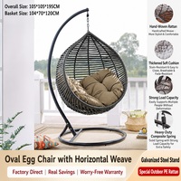 Fauteuil suspendu en rotin PE, chaise suspendue en forme d'œuf, siège de balançoire pour jardin, terrasse, salon de jardin avec coussin pour balcon, maison