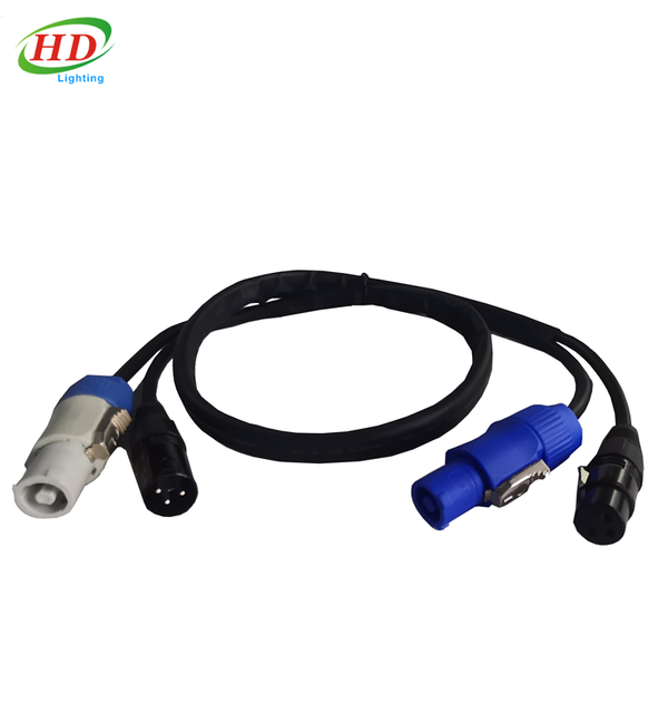 Professional PowerCon Plus 3 Pin DMX Combi Combo Hybrid Cable