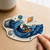 Patchs thermocollants personnalisés en polyester découpés à la forme, motifs Alien Spatial, Surfer, Rétro, avec bordure Merrow, pour vestes et sacs à dos, Vente en gros OEM