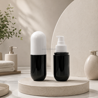 Bouteille en plastique PET de 60 ml couleur personnalisée, flacon de luxe vide pour soins de la peau, forme capsule, avec pompe pulvérisatrice fine pour lotion
