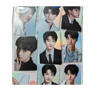 Tarjeta fotográfica holográfica Kpop personalizada, tarjeta fotográfica de papel con holograma, tarjeta fotográfica de corazón, impresión a doble cara