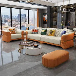 Nouveau design de canapé royal de luxe moderne en cuir chesterfield canapé d'intérieur économique 1 + 2 + 3 meubles de canapés de salon