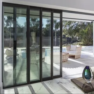 Miami Dade Porte empilable coulissante en aluminium approuvée AS2047 Portes patio australiennes extérieures Double vitrage Porte coulissante en verre