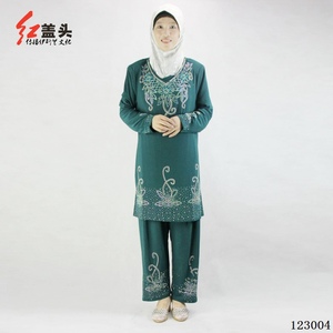 Conjunto de dos piezas en stock, compuesto por una blusa de manga larga y pantalones para la oración de mujeres musulmanas, ropa de talla grande, venta al por mayor a pequeña escala. - Product Image 4