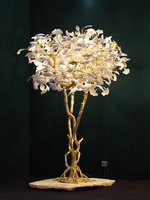 Lampadaire En Laiton Doré avec Table Led Torchiere Uplighter Arbre Art Déco Lumineux Grand Confort Visuel Chambre Lampadaire Debout