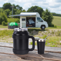 Nouvelle grande capacité 50oz + 5oz en acier inoxydable isolé sous vide 2 pièces ensemble de pichet de bouteille d'eau avec poignée et couvercle pour le camping et le voyage
