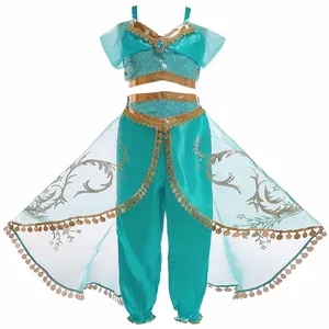 Princess Costume Girls Arabian Sequins Princess Dress Up Princess Cosplay Clothes Girls Halloween Birthday Costumes