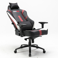 Chaise de bureau gaming de direction grande taille en similicuir PU, dossier haut, robuste, pivotante à 360°, hauteur réglable, inclinaison des genoux, noire