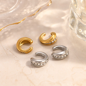 <b>Cuff</b> <b>Earrings</b> U Shaped 18k Gold Plated Diamond Channel Setting Ear Cartilage Clips - Product Image 2