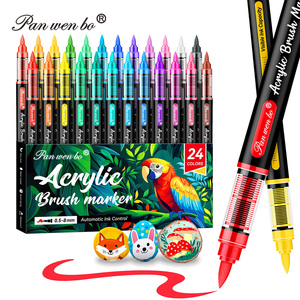 24 colori di controllo automatico dell'inchiostro acrilico penne penne <span class=keywords><strong>pennarelli</strong></span> acrilici <span class=keywords><strong>per</strong></span> <span class=keywords><strong>tela</strong></span> di legno tessuto ceramico pittura da te - Product Image 1