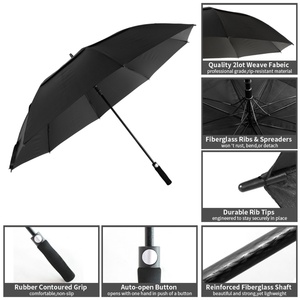 54/62/68 /72 Inch Automatic Open Golf Umbrella Custom, Extra Large Oversize Double <b>Canopy</b> Vented Windproof Waterproof - Product Image 4