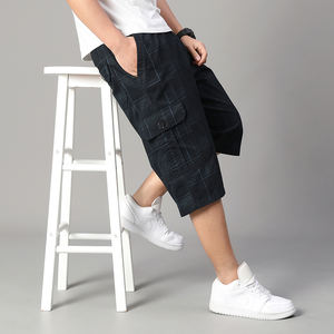 Customized logo <b>Men's</b> casual shorts cotton breathable multi-pocket fashion <b>cropped</b> <b>pants</b> summer cotton sweat-absorbent tooling - Product Image 5