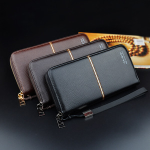 DAIQISI nuovo stile lungo in pelle PU portafoglio <span class=keywords><strong>pochette</strong></span> con cerniera per gli uomini con cinturino con manico, maschio cucita colori borsa del telefono cellulare - Product Image 2
