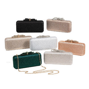 Pochette de soirée classique pour femme, de haute qualité, ornée de strass, avec fermoir à nœud en cristal, pour les mariages et les fêtes - Product Image 1