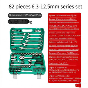 Set Perkakas Perbaikan Mobil 216 PCS, Kunci Ring Ratchet 24 Gigi 1/2 Drive, Kit Perkakas Soket 37 PCS - Product Image 6