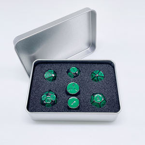 Jeu de 7 dés polyédriques personnalisés en émail vert solide Jeu du MDN Dés en métal pour donjons et dragons - Product Image 6