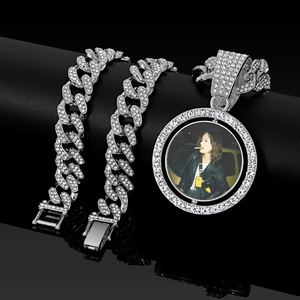 Conjunto de Collar con Colgante de <span class=keywords><strong>Foto</strong></span> para Parejas, Chapado en Oro de 14K, Estilo Moderno para Aniversario, Cadena Cubana con Incrustaciones de Diamantes, Joyerí<span class=keywords><strong>a</strong></span> Hip Hop <span class=keywords><strong>a</strong></span> Juego - Product Image 4