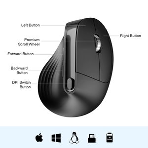 Prezzo di fabbrica ricaricabile verticale ergonomico 2.4Ghz senza fili Mouse 7-colore rgb luce per PC portatile Home Office - Product Image 6