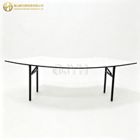 Mesa de Banquete Plegable de Media Luna en MDF Blanco, Mesa Modular Curva en Forma de S para Bodas, Hoteles, Fiestas y Eventos