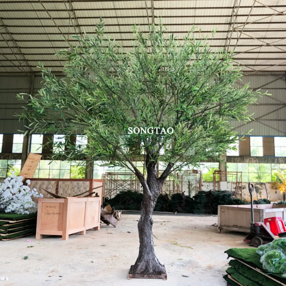 2022 شجرة زيتونية صناعية كبيرة الحجم من الألياف الزجاجية لحرير الزيتون الصناعي شجرة زيتونية صناعية كبيرة الحجم مخصصة