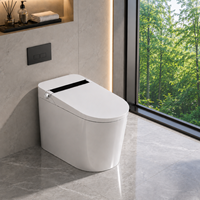 Couvercle de siège de toilette japonais intelligent, toilette ronde à fonctionnement automatique, chasse d'eau super puissante, toilette intelligente monobloc à siphon en S