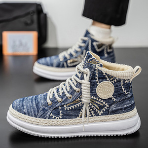 Shelby High-Top Lace-Up Men's 2025 Autumn New Trendy Versatile Thick-Soled <b>Height</b>-<b>Increasing</b> Wear-Resistant Outdoor Casual - Product Image 3