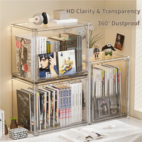 Boîte de rangement transparente multifonctionnelle pour livres et magazines, étui de présentation d'albums et de CD, organisateur de bureau de grande capacité anti-poussière