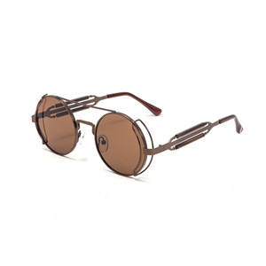 Lunettes de soleil steampunk personnalisées pour hommes, monture en métal, protection UV400, classe 2, style Instagram, tendance rétro - Product Image 1