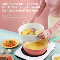 Poêle à frire en céramique antiadhésive de 24 cm avec couvercle et cuiseur vapeur pour tous types de cuisinières