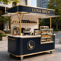 Nouvelle Arrivée Chariot à Café Mobile Kiosque à Café Extérieur avec Auvent Vitrine de Boulangerie pour Vente Ambulante Commerciale en Gros