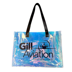 Wholesale Custom Luxury Waterproof <b>Clear</b> Laser Handbag Transparent Holographic Iridescent PVC Beach <b>Tote</b> Shopping <b>Bag</b> With Logo - Product Image 1