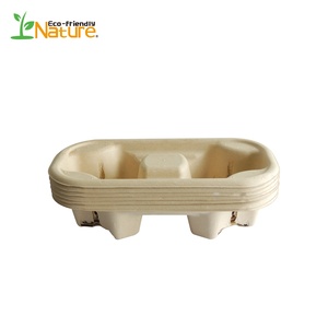 Bagazo biodegradable desechable compostable, caña <span class=keywords><strong>de</strong></span> azúcar, papel <span class=keywords><strong>de</strong></span> caña <span class=keywords><strong>de</strong></span> azúcar, soporte para taza <span class=keywords><strong>de</strong></span> café, bandeja <span class=keywords><strong>de</strong></span> transporte para 2/4 tazas - Product Image 2
