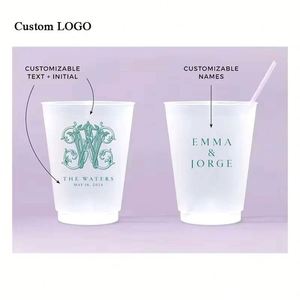 Vasos Personalizados para Recepción de Boda, Impresión Digital en Plástico, Estilo Romántico, Pedido al por Mayor, OEM - Product Image 1